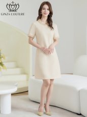 画像6: [ XS-Lサイズ / 2カラー][ERUKEI/GINZA COUTURE]シンプル・スパンコール・無地・フリル・半袖・Aライン・ミニドレス・ワンピース[送料無料] (6)