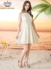 画像5: [ XS-Lサイズ / 1カラー][ERUKEI/GINZA COUTURE]フリンジジャガード・ドット・ノースリーブ・Aライン・フレア・ミニドレス・ワンピース[送料無料] (5)