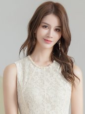 画像4: [ XS-Lサイズ / 1カラー][ERUKEI/GINZA COUTURE]シンプル・総レース・パール・ノースリーブ・インナーミニ・Aライン・ロングドレス[送料無料] (4)