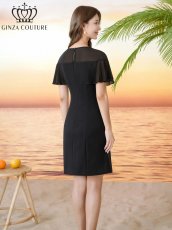 画像9: [ XS-Lサイズ / 2カラー][ERUKEI/GINZA COUTURE]ラインストーン・シンプル・フリルスリーブ・Aライン・ミニドレス・ワンピース[送料無料] (9)