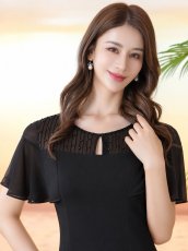 画像10: [ XS-Lサイズ / 2カラー][ERUKEI/GINZA COUTURE]ラインストーン・シンプル・フリルスリーブ・Aライン・ミニドレス・ワンピース[送料無料] (10)