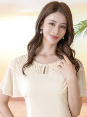 画像4: [ XS-Lサイズ / 2カラー][ERUKEI/GINZA COUTURE]ラインストーン・シンプル・フリルスリーブ・Aライン・ミニドレス・ワンピース[送料無料] (4)
