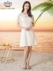 画像5: [ XS-Lサイズ / 2カラー][ERUKEI/GINZA COUTURE]ラインストーン・シンプル・フリルスリーブ・Aライン・ミニドレス・ワンピース[送料無料] (5)