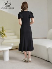 画像9: [ XS-Lサイズ / 2カラー][ERUKEI/GINZA COUTURE]シンプル・リボン・ラインストーン・タイト・マーメイド・ミディアムドレス・ワンピース[送料無料] (9)