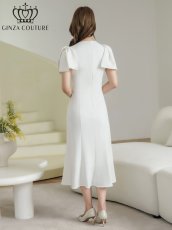 画像3: [ XS-Lサイズ / 2カラー][ERUKEI/GINZA COUTURE]シンプル・リボン・ラインストーン・タイト・マーメイド・ミディアムドレス・ワンピース[送料無料] (3)