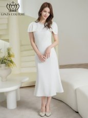 画像5: [ XS-Lサイズ / 2カラー][ERUKEI/GINZA COUTURE]シンプル・リボン・ラインストーン・タイト・マーメイド・ミディアムドレス・ワンピース[送料無料] (5)