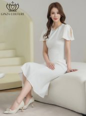 画像6: [ XS-Lサイズ / 2カラー][ERUKEI/GINZA COUTURE]シンプル・リボン・ラインストーン・タイト・マーメイド・ミディアムドレス・ワンピース[送料無料] (6)