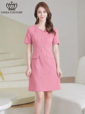 画像8: [ XS-Lサイズ / 2カラー][ERUKEI/GINZA COUTURE]半袖・Aライン・ビジューボタン・シンプル・ミニドレス・ワンピース[送料無料] (8)