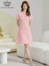 画像7: [ XS-Lサイズ / 2カラー][ERUKEI/GINZA COUTURE]半袖・Aライン・お花ボタン・フェイクポケット・ミニドレス・ワンピース[送料無料] (7)