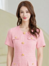 画像10: [ XS-Lサイズ / 2カラー][ERUKEI/GINZA COUTURE]半袖・Aライン・お花ボタン・フェイクポケット・ミニドレス・ワンピース[送料無料] (10)