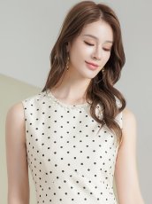画像4: [ XS-Lサイズ / 1カラー][ERUKEI/GINZA COUTURE]ドット柄・スパンコール・ラインストーン・ポケット・ノースリーブ・Aライン・ミニドレス・ワンピース[送料無料] (4)