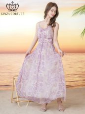 画像7: [ XS-Lサイズ / 2カラー ][ERUKEI/GINZA COUTURE]シフォン・プリント・キャミソール・Vネック・ラインストーン・ティアード・Aライン・ロングドレス[送料無料] (7)