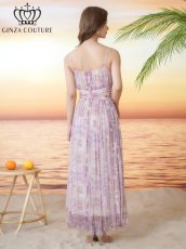 画像9: [ XS-Lサイズ / 2カラー ][ERUKEI/GINZA COUTURE]シフォン・プリント・キャミソール・Vネック・ラインストーン・ティアード・Aライン・ロングドレス[送料無料] (9)
