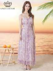 画像12: [ XS-Lサイズ / 2カラー ][ERUKEI/GINZA COUTURE]シフォン・プリント・キャミソール・Vネック・ラインストーン・ティアード・Aライン・ロングドレス[送料無料] (12)