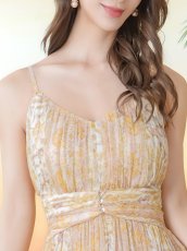 画像4: [ XS-Lサイズ / 2カラー ][ERUKEI/GINZA COUTURE]シフォン・プリント・キャミソール・Vネック・ラインストーン・ティアード・Aライン・ロングドレス[送料無料] (4)