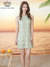 画像7: [ XS-Lサイズ / 2カラー][ERUKEI/GINZA COUTURE]総レース・ビジューボタン・フェイクポケット・インナーキャミソール付き・タイト・ノースリーブ・ミニドレス・ワンピース[送料無料] (7)