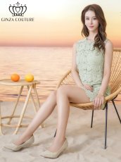 画像12: [ XS-Lサイズ / 2カラー][ERUKEI/GINZA COUTURE]総レース・ビジューボタン・フェイクポケット・インナーキャミソール付き・タイト・ノースリーブ・ミニドレス・ワンピース[送料無料] (12)