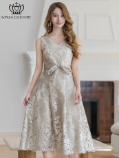 画像7: [ERUKEI/GINZA COUTURE]ベージュ・アンゴラレッド・総レース・vネック・ノースリーブ・Aライン・ミディアムドレス・ワンピース[送料無料] (7)