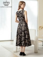 画像15: [ XS-Lサイズ / 3カラー][ERUKEI/GINZA COUTURE]花柄・ジャガード・ノースリーブ・Aライン・ミディアムドレス・ワンピース[送料無料] (15)
