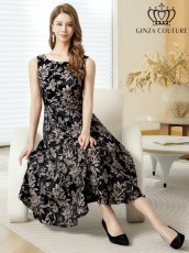 画像18: [ XS-Lサイズ / 3カラー][ERUKEI/GINZA COUTURE]花柄・ジャガード・ノースリーブ・Aライン・ミディアムドレス・ワンピース[送料無料] (18)