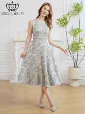 画像1: [ XS-Lサイズ / 3カラー][ERUKEI/GINZA COUTURE]花柄・ジャガード・ノースリーブ・Aライン・ミディアムドレス・ワンピース[送料無料] (1)