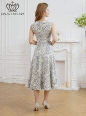 画像3: [ XS-Lサイズ / 3カラー][ERUKEI/GINZA COUTURE]花柄・ジャガード・ノースリーブ・Aライン・ミディアムドレス・ワンピース[送料無料] (3)