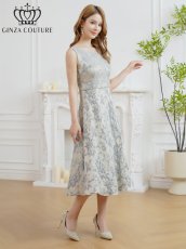 画像5: [ XS-Lサイズ / 3カラー][ERUKEI/GINZA COUTURE]花柄・ジャガード・ノースリーブ・Aライン・ミディアムドレス・ワンピース[送料無料] (5)