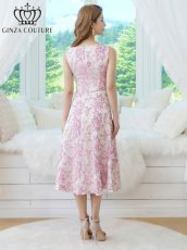 画像9: [ XS-Lサイズ / 3カラー][ERUKEI/GINZA COUTURE]花柄・ジャガード・ノースリーブ・Aライン・ミディアムドレス・ワンピース[送料無料] (9)