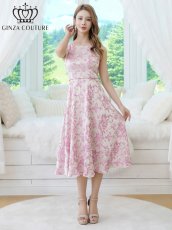画像11: [ XS-Lサイズ / 3カラー][ERUKEI/GINZA COUTURE]花柄・ジャガード・ノースリーブ・Aライン・ミディアムドレス・ワンピース[送料無料] (11)