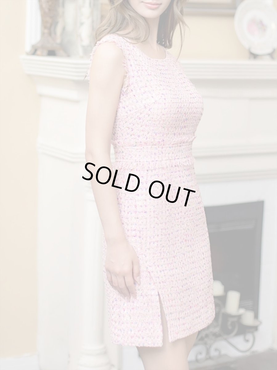 画像14: [ERUKEI]スパンコールMIX・ツイード・ポイントフリンジ・ノースリーブ・スリット・タイト・ミニドレス・ワンピース《送料＆代引き手数料無料》 [MIRIN着用] (14)