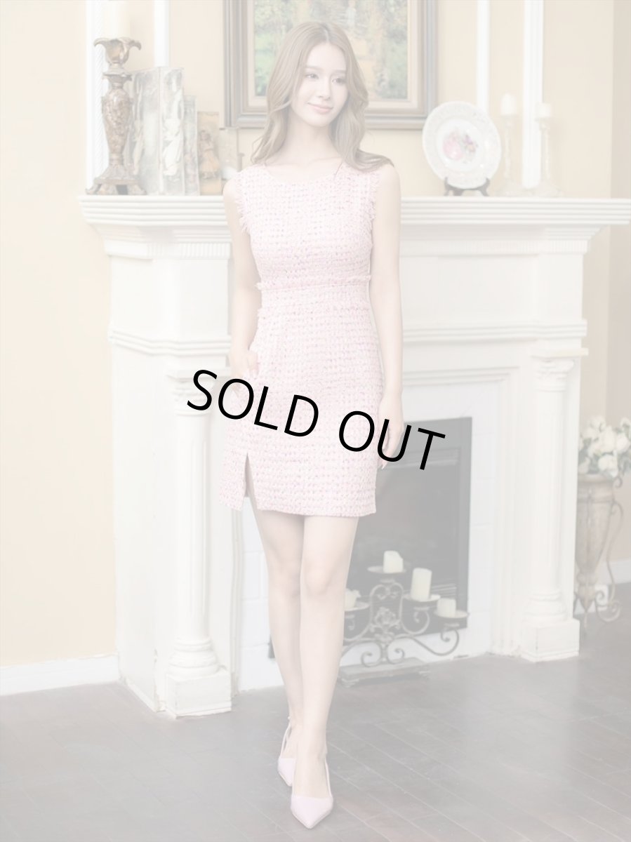 画像16: [ERUKEI]スパンコールMIX・ツイード・ポイントフリンジ・ノースリーブ・スリット・タイト・ミニドレス・ワンピース《送料＆代引き手数料無料》 [MIRIN着用] (16)