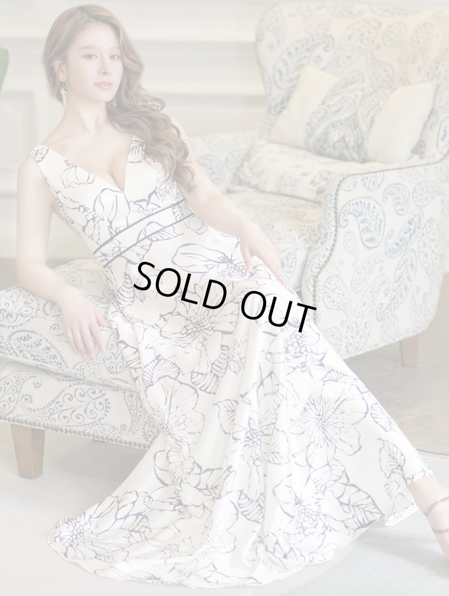 画像18: [ERUKEI]ノースリーブ・イエロー・ホワイトブラック・花柄・プリント・Vネック・ロングドレス[黒木麗奈着用]《送料＆代引き手数料無料》 (18)