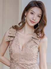 画像8: [ERUKEI]ホワイト・ブラウン・肩リボン・総レース・タイト・ノースリーブ・Vネック・ミニドレス・ワンピース[送料無料] (8)