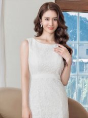 画像12: [ERUKEI]ネイビー・ブルー・ピンク・ホワイト・総レース・ノースリーブ・マーメイド・ミディアムドレス・ワンピース[送料無料] (12)