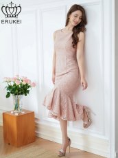 画像15: [ERUKEI]ネイビー・ブルー・ピンク・ホワイト・総レース・ノースリーブ・マーメイド・ミディアムドレス・ワンピース[送料無料] (15)