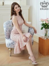 画像19: [ERUKEI]ネイビー・ブルー・ピンク・ホワイト・総レース・ノースリーブ・マーメイド・ミディアムドレス・ワンピース[送料無料] (19)