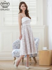 画像2: [ERUKEI]ホワイト・総レース・Aライン・キャミソール・花・ミディアムドレス・ワンピース[送料無料] (2)