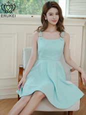 画像6: [ERUKEI]グリーン・ノースリーブ・ベルト風・ツイード・Aライン・ミニドレス・ワンピース[送料無料] (6)