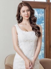 画像8: [ERUKEI]ブルー・ホワイト・総レース・タイト・シンプル・ミニドレス・ワンピース[送料無料] (8)