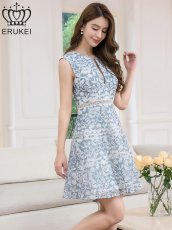 画像3: [ XS-Lサイズ / 2カラー ][ERUKEI]ホワイト×ブルー・ホワイト×ブラック・レース・ノースリーブ・上品・Aライン・ミニドレス・ワンピース[送料無料] (3)