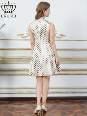 画像8: [ERUKEI]ノースリーブ・プチハイネック・リボン・Aライン・ミニドレス・ワンピース[送料無料] (8)