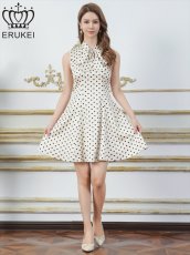 画像14: [ERUKEI]ノースリーブ・プチハイネック・リボン・Aライン・ミニドレス・ワンピース[送料無料] (14)