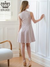 画像7: [ERUKEI]ノースリーブ・プチハイネック・リボン・Aライン・ミニドレス・ワンピース[送料無料] (7)