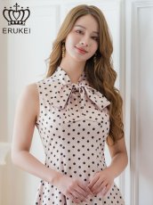 画像10: [ERUKEI]ノースリーブ・プチハイネック・リボン・Aライン・ミニドレス・ワンピース[送料無料] (10)
