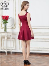 画像7: [ XS-Lサイズ / 5カラー ][ERUKEI]ノースリーブ・リボン・ドット柄・サテン・Aライン・ミニドレス・ワンピース[送料無料] (7)