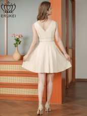 画像3: [ XS-Lサイズ / 1カラー][ERUKEI]ステッチ・Vネック・ノースリーブ・プリーツ・Aライン・ミニドレス・ワンピース[送料無料] (3)