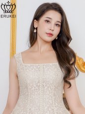 画像4: [ XS-Lサイズ / 1カラー][ERUKEI]総レース・金糸・レザー・レースアップ・ノースリーブ・切替・Aライン・ミニドレス・ワンピース[送料無料] (4)