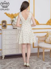 画像3: [ XS-Lサイズ / 1カラー][ERUKEI]リボン柄・プリント・ノースリーブ・肩リボン・Aライン・フレア・ミニドレス・ワンピース[送料無料] (3)