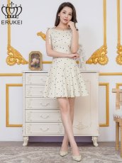 画像5: [ XS-Lサイズ / 1カラー][ERUKEI]リボン柄・プリント・ノースリーブ・肩リボン・Aライン・フレア・ミニドレス・ワンピース[送料無料] (5)