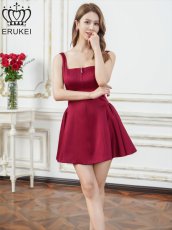 画像2: [ERUKEI]ドット・ノースリーブ・フロントジップ・バックスピンドル・Aライン・フレア・ミニドレス・ワンピース[送料無料] (2)